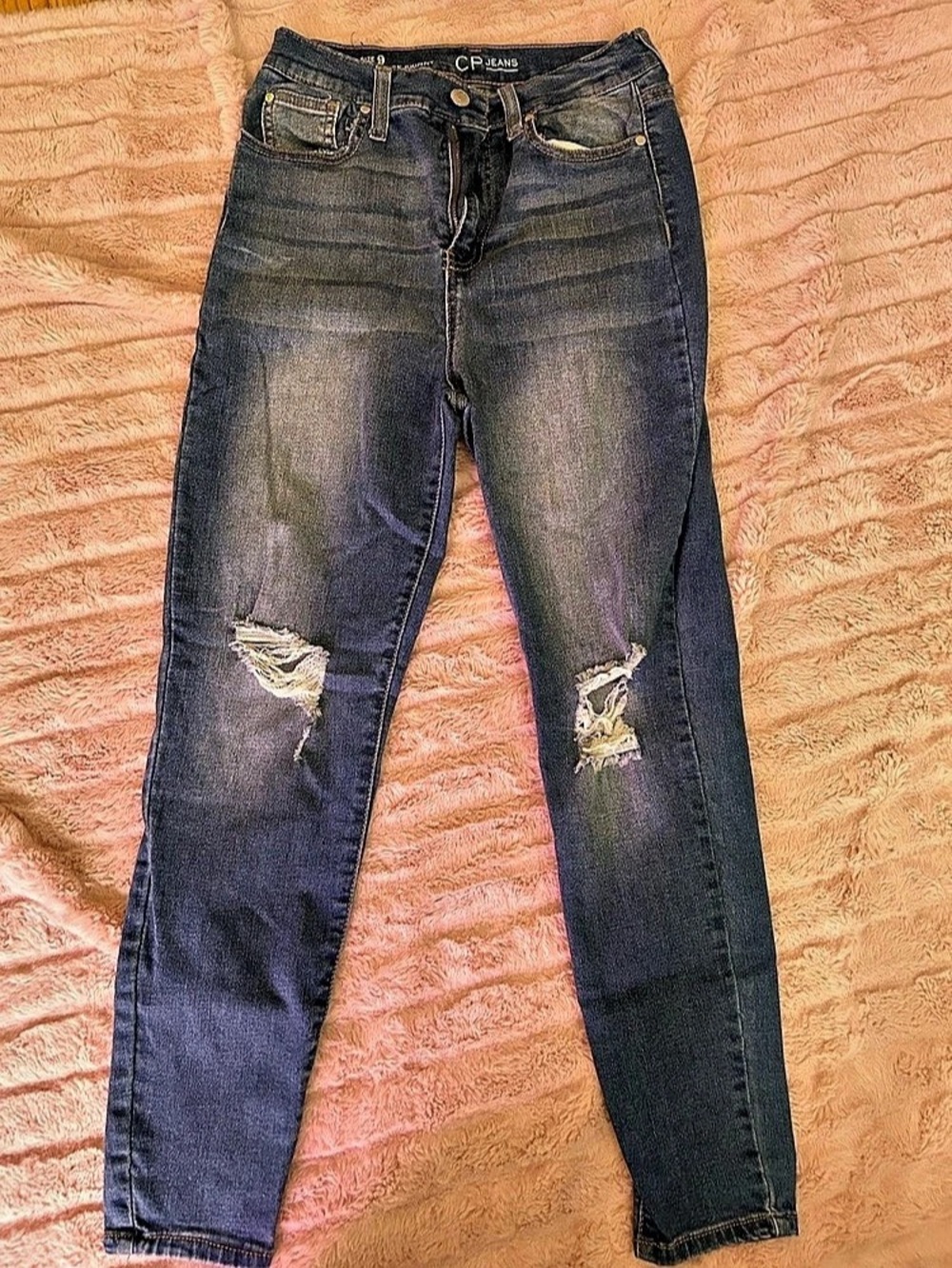 CP High Rise Skinny Jeans Distressed Blue Waist 9